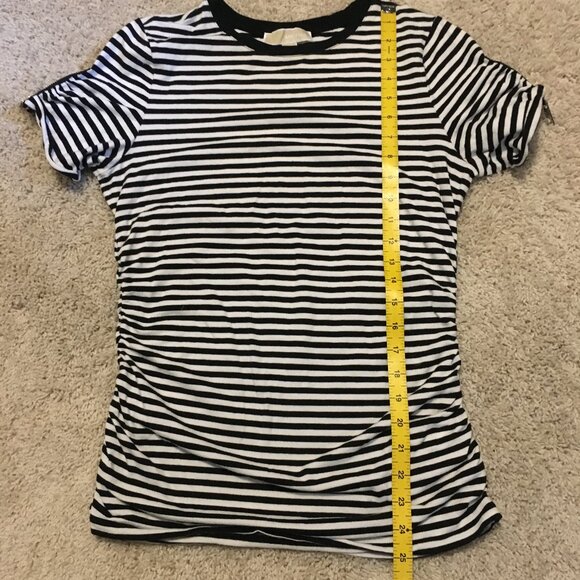 B&W French Stripe Stylish Zipper Sleeve Tee - Picture 14 of 15